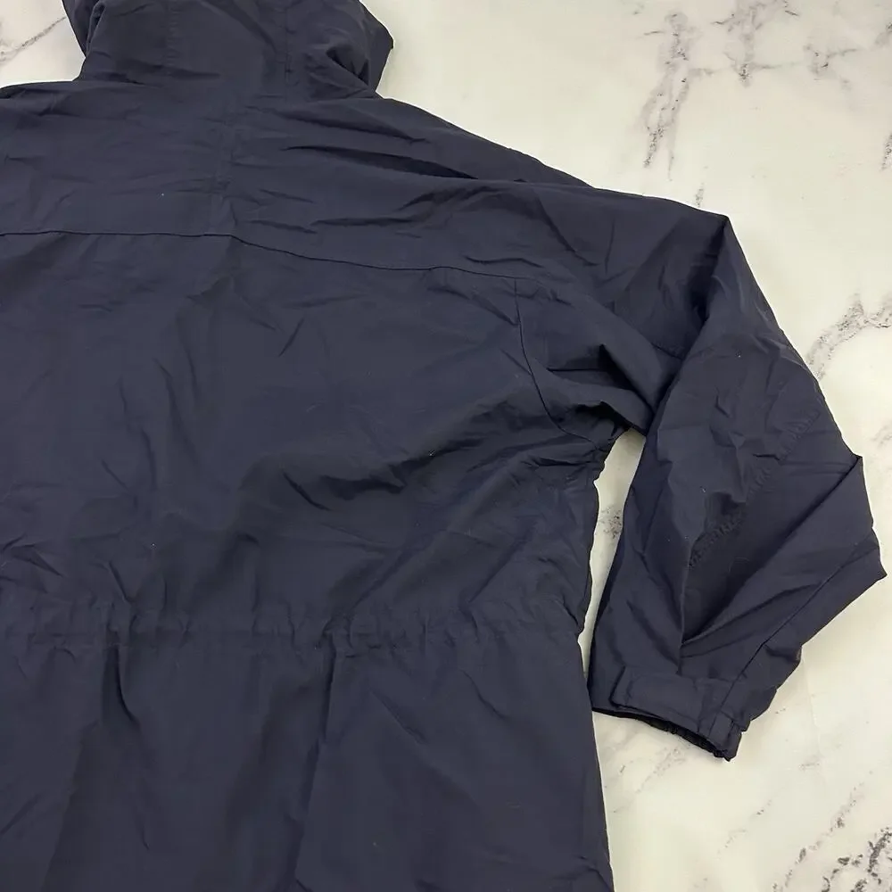 J.Crew Mens Vintage 90s Windbreaker Jacket Size XL Navy Blue Hooded Oarsman